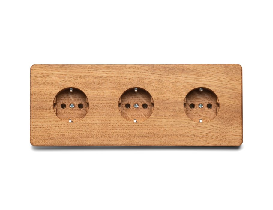 Houten Wandcontactdoos Drievoudig - 3x Stopcontact - Silvaluxe | Eco